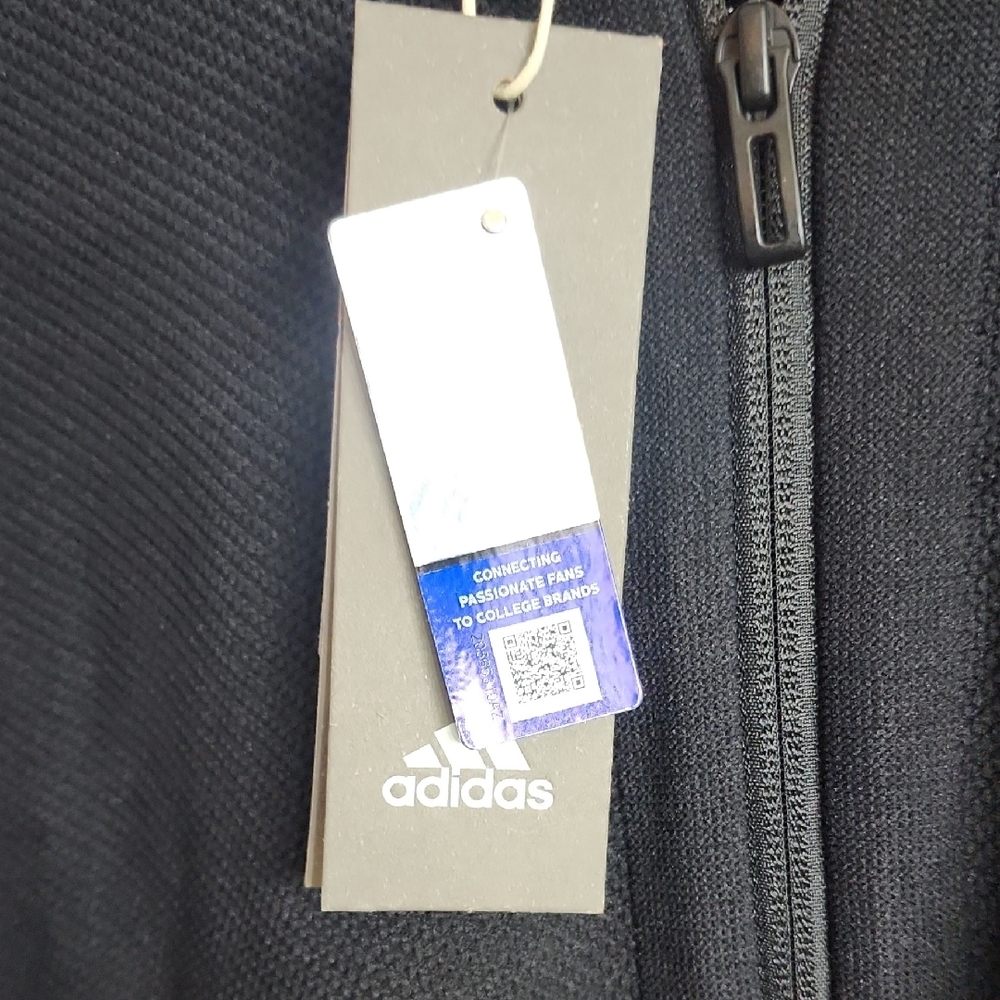 Adidas Black Jacket with Colorful Logo and White Stripes KU Jayhawks - Picture 6 of 7